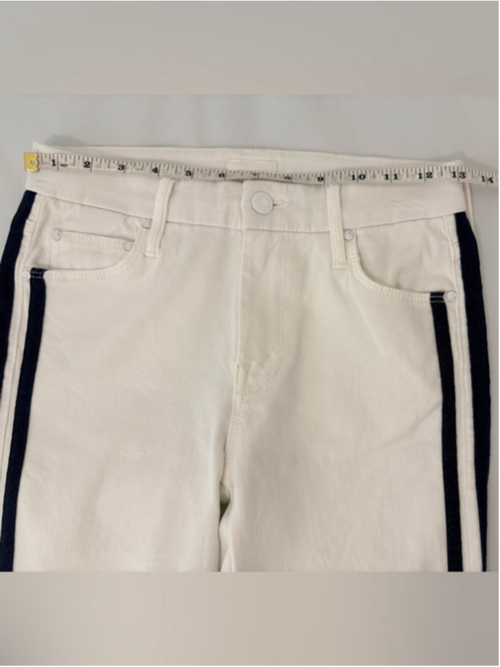 MOTHER The Looker Ankle Sz 25 (13.25”W) Glass Slipper Racer Navy Stripes EUC - Picture 13 of 15